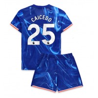 Camiseta Chelsea Moises Caicedo #25 Primera Equipación para niños 2024-25 manga corta (+ pantalones cortos)